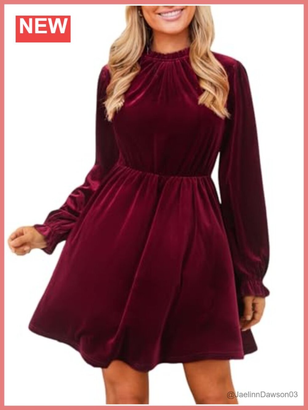 Velvet Mini Dress Mock Neck Long Sleeve Ruffle A-Line Wedding Guest